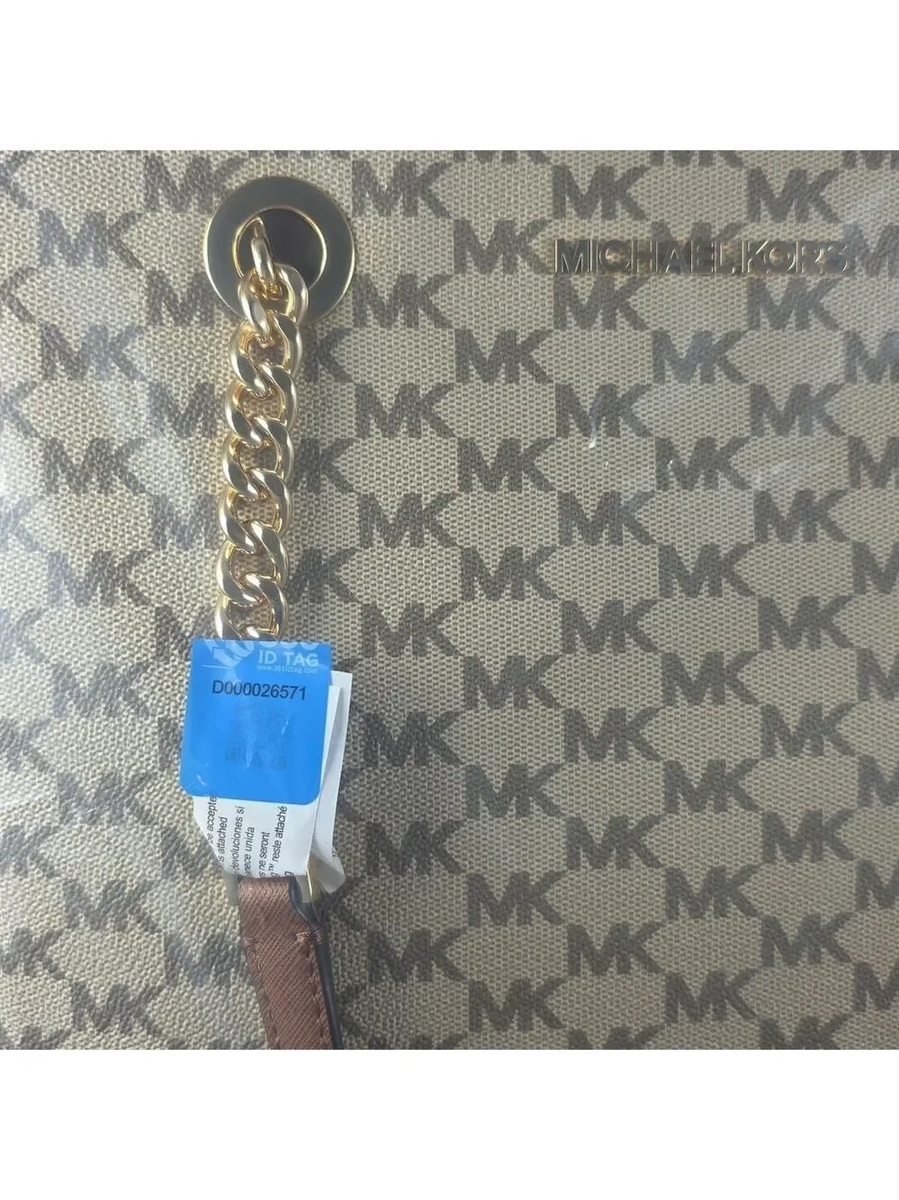 Michael‎ Kors Jet Set Chain Large work Tote Bag Brown tan signature laptop NWT